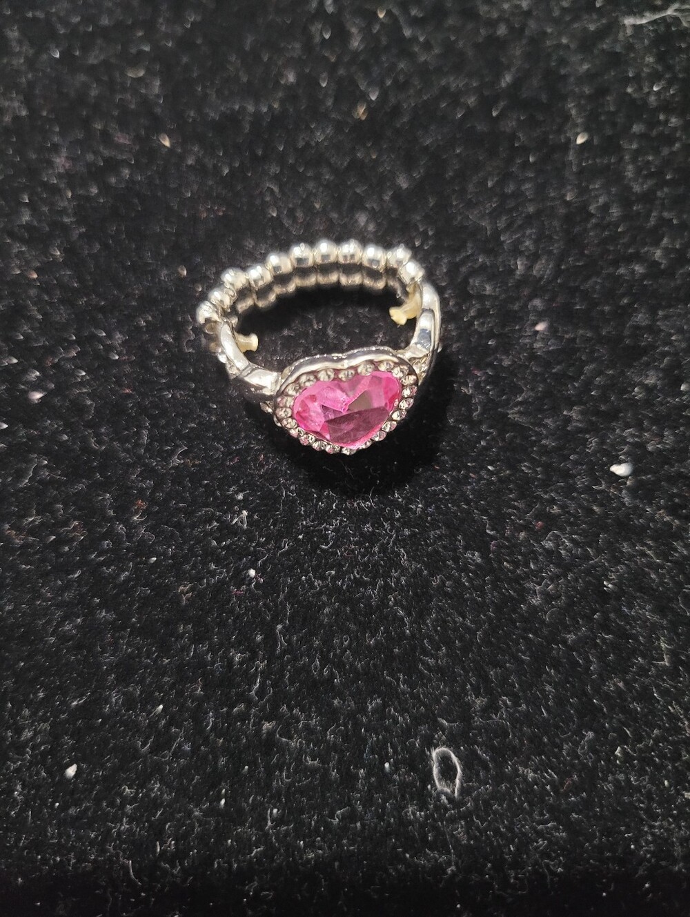 paparazzi Silver-Tone Ring with Pink Heart Stone